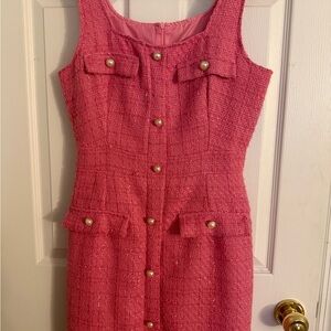 SHEIN Elegant Pink Tweed Dress